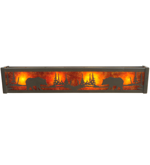 Meyda Lighting Bear at Lake 24" 4-Light Timeless Bronze Vanity Light With Amber Mica Shade Glass