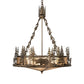 Meyda Lighting Bear at Lake 24" 8-Light Antique Copper Inverted Pendant Light With Silver Mica Shade Glass