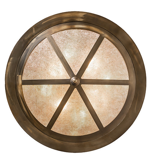 Meyda Lighting Bear at Lake 24" 8-Light Antique Copper Inverted Pendant Light With Silver Mica Shade Glass
