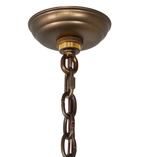 Meyda Lighting Bear at Lake 24" 8-Light Antique Copper Inverted Pendant Light With Silver Mica Shade Glass