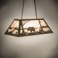 Meyda Lighting Bear at Lake 33" 6-Light Antique Copper Island Pendant Light With Silver Mica Shade Glass