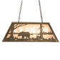 Meyda Lighting Bear at Lake 33" 6-Light Antique Copper Island Pendant Light With Silver Mica Shade Glass