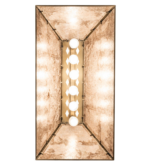 Meyda Lighting Bear at Lake 33" 6-Light Antique Copper Island Pendant Light With Silver Mica Shade Glass