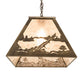Meyda Lighting Bear at Lake 33" 6-Light Antique Copper Island Pendant Light With Silver Mica Shade Glass