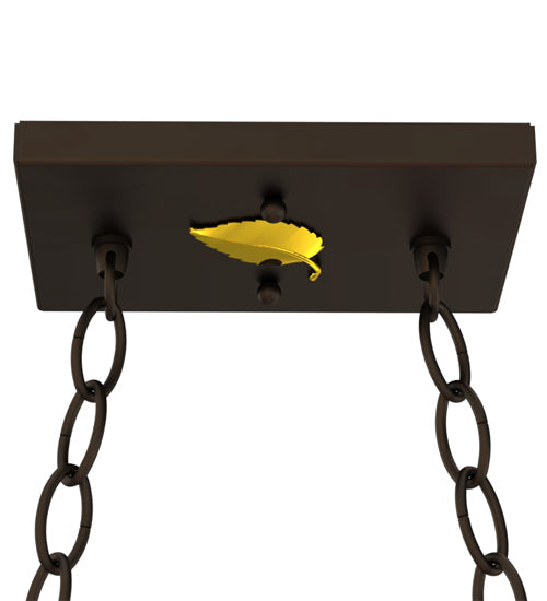 Meyda Lighting Bear at Lake 33" 6-Light Oil Rubbed Bronze Island Pendant Light With Amber Mica Shade Glass