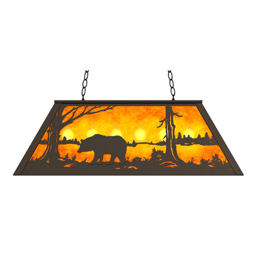 Meyda Lighting Bear at Lake 33" 6-Light Oil Rubbed Bronze Island Pendant Light With Amber Mica Shade Glass