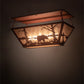 Meyda Lighting Bear at Lake 33" 6-Light Rust Flush Mount Light With Silver Mica Shade Glass