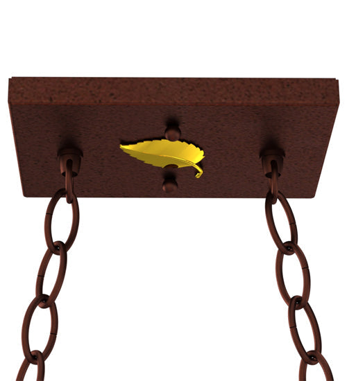 Meyda Lighting Bear at Lake 33" 6-Light Rust Island Pendant Light With Amber Mica Shade Glass