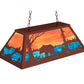 Meyda Lighting Bear at Lake 33" 6-Light Rust Island Pendant Light With Orange & Blue Green Art Shade Glass