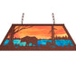 Meyda Lighting Bear at Lake 33" 6-Light Rust Island Pendant Light With Orange & Blue Green Art Shade Glass