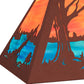 Meyda Lighting Bear at Lake 33" 6-Light Rust Island Pendant Light With Orange & Blue Green Art Shade Glass