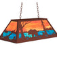 Meyda Lighting Bear at Lake 33" 6-Light Rust Island Pendant Light With Orange & Blue Green Art Shade Glass