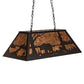 Meyda Lighting Bear at Lake 33" 6-Light Textured Black Island Pendant Light With Amber Mica Shade Glass