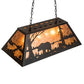 Meyda Lighting Bear at Lake 33" 6-Light Textured Black Island Pendant Light With Amber Mica Shade Glass