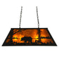 Meyda Lighting Bear at Lake 33" 6-Light Textured Black Island Pendant Light With Amber Mica Shade Glass