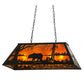 Meyda Lighting Bear at Lake 33" 6-Light Textured Black Island Pendant Light With Amber Mica Shade Glass