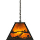 Meyda Lighting Bear at Lake 33" 6-Light Textured Black Island Pendant Light With Amber Mica Shade Glass
