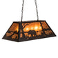 Meyda Lighting Bear at Lake 33" 6-Light Textured Black Island Pendant Light With Amber Mica Shade Glass