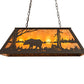 Meyda Lighting Bear at Lake 33" 6-Light Timeless Bronze Island Pendant Light With Amber Mica Shade Glass