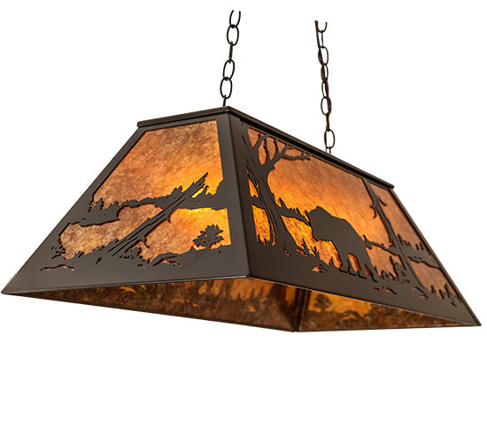 Meyda Lighting Bear at Lake 33" 6-Light Timeless Bronze Island Pendant Light With Amber Mica Shade Glass