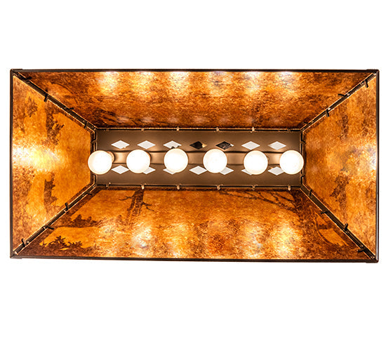 Meyda Lighting Bear at Lake 33" 6-Light Timeless Bronze Island Pendant Light With Amber Mica Shade Glass