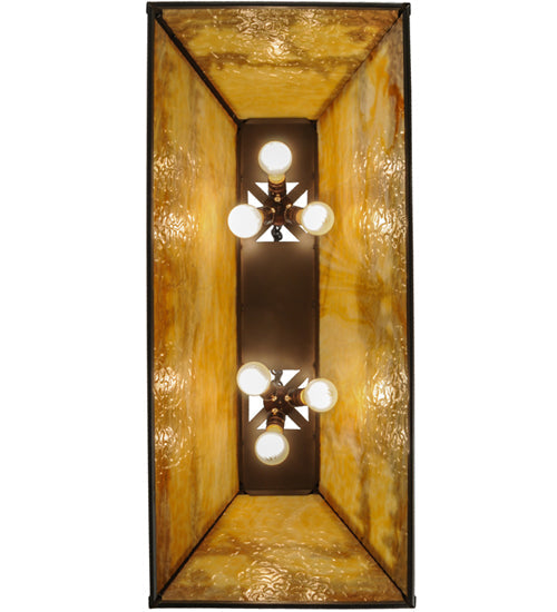 Meyda Lighting Bear at Lake 39" 6-Light Timeless Bronze Island Pendant Light With Beige Art Shade Glass