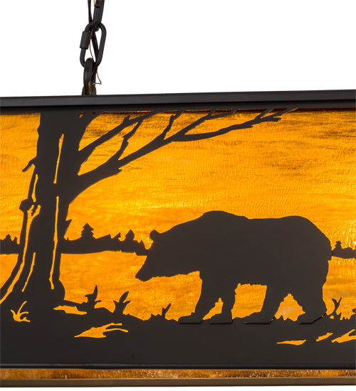 Meyda Lighting Bear at Lake 39" 6-Light Timeless Bronze Island Pendant Light With Honey Art Shade Glass
