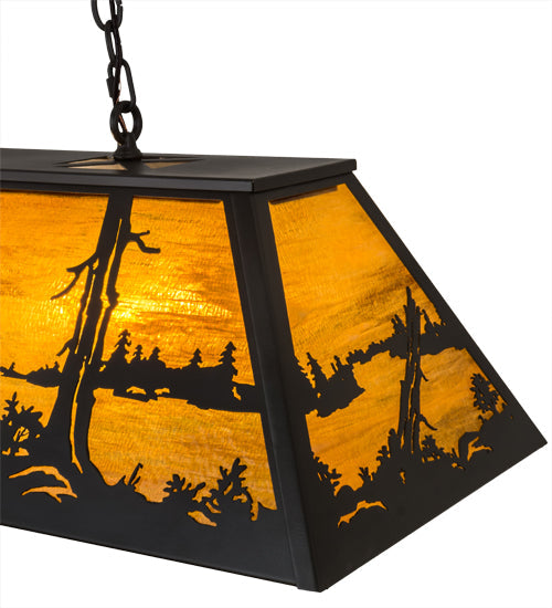 Meyda Lighting Bear at Lake 39" 6-Light Timeless Bronze Island Pendant Light With Honey Art Shade Glass