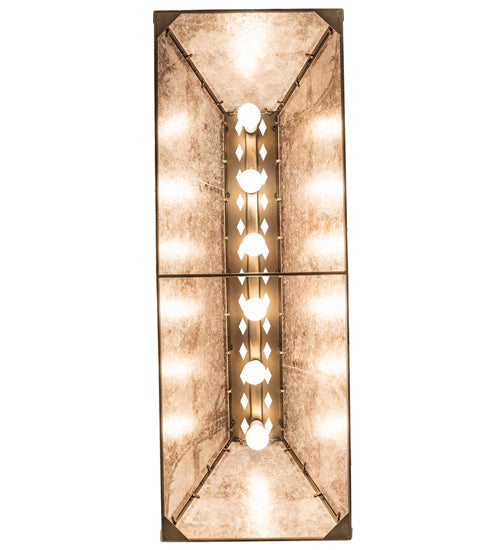 Meyda Lighting Bear at Lake 48" 6-Light Antique Copper Island Pendant Light With Silver Mica Shade Glass