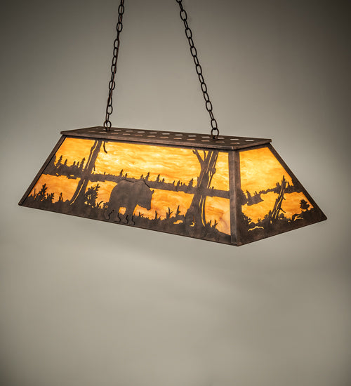 Meyda Lighting Bear at Lake 48" 6-Light Baroque Island Pendant Light With Ambra Siena Idalight Shade