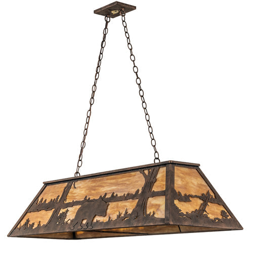 Meyda Lighting Bear at Lake 48" 6-Light Baroque Island Pendant Light With Ambra Siena Idalight Shade