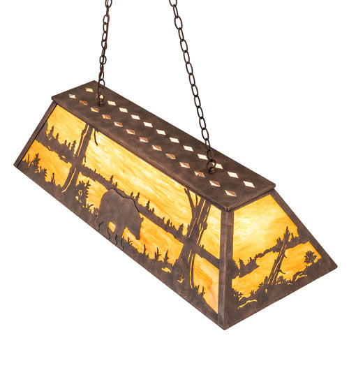 Meyda Lighting Bear at Lake 48" 6-Light Baroque Island Pendant Light With Ambra Siena Idalight Shade