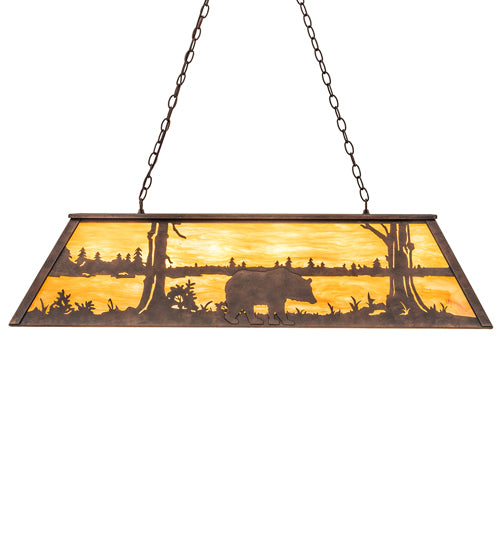 Meyda Lighting Bear at Lake 48" 6-Light Baroque Island Pendant Light With Ambra Siena Idalight Shade