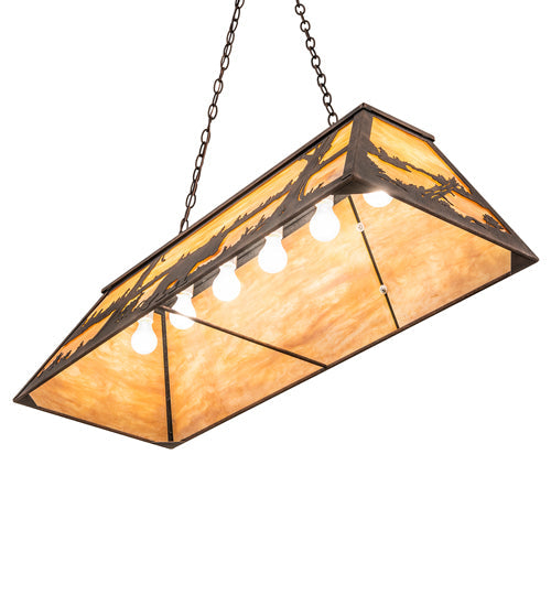 Meyda Lighting Bear at Lake 48" 6-Light Baroque Island Pendant Light With Ambra Siena Idalight Shade