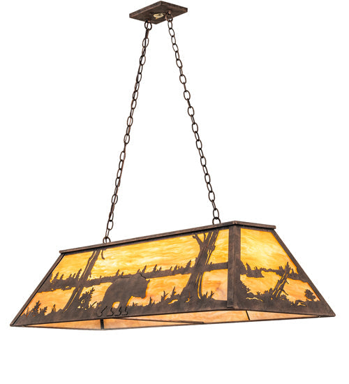 Meyda Lighting Bear at Lake 48" 6-Light Baroque Island Pendant Light With Ambra Siena Idalight Shade