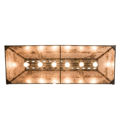 Meyda Lighting Bear at Lake 48" 6-Light Oil Rubbed Bronze Island Pendant Light With Silver Mica Shade Glass