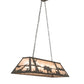 Meyda Lighting Bear at Lake 48" 6-Light Old Wrought Iron Island Pendant Light With Silver Mica Shade Glass