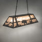 Meyda Lighting Bear at Lake 48" 6-Light Old Wrought Iron Island Pendant Light With Silver Mica Shade Glass