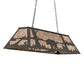 Meyda Lighting Bear at Lake 48" 6-Light Old Wrought Iron Island Pendant Light With Silver Mica Shade Glass