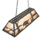 Meyda Lighting Bear at Lake 48" 6-Light Old Wrought Iron Island Pendant Light With Silver Mica Shade Glass