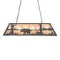 Meyda Lighting Bear at Lake 48" 6-Light Old Wrought Iron Island Pendant Light With Silver Mica Shade Glass