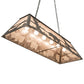 Meyda Lighting Bear at Lake 48" 6-Light Old Wrought Iron Island Pendant Light With Silver Mica Shade Glass