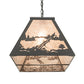 Meyda Lighting Bear at Lake 48" 6-Light Old Wrought Iron Island Pendant Light With Silver Mica Shade Glass