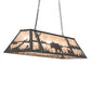 Meyda Lighting Bear at Lake 48" 6-Light Old Wrought Iron Island Pendant Light With Silver Mica Shade Glass