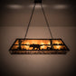 Meyda Lighting Bear at Lake 48" 6-Light Textured Black Island Pendant Light With Amber Mica Shade Glass