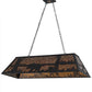 Meyda Lighting Bear at Lake 48" 6-Light Textured Black Island Pendant Light With Amber Mica Shade Glass