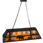 Meyda Lighting Bear at Lake 48" 6-Light Textured Black Island Pendant Light With Amber Mica Shade Glass