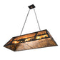 Meyda Lighting Bear at Lake 48" 6-Light Textured Black Island Pendant Light With Amber Mica Shade Glass