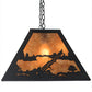 Meyda Lighting Bear at Lake 48" 6-Light Textured Black Island Pendant Light With Amber Mica Shade Glass
