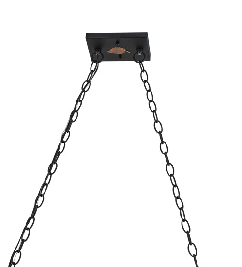 Meyda Lighting Bear at Lake 48" 6-Light Textured Black Island Pendant Light With Amber Mica Shade Glass